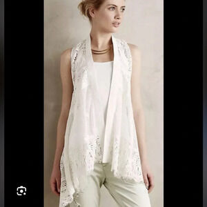 ANTHROPOLOGIE MEADOW RUE CROCHET LACE VEST